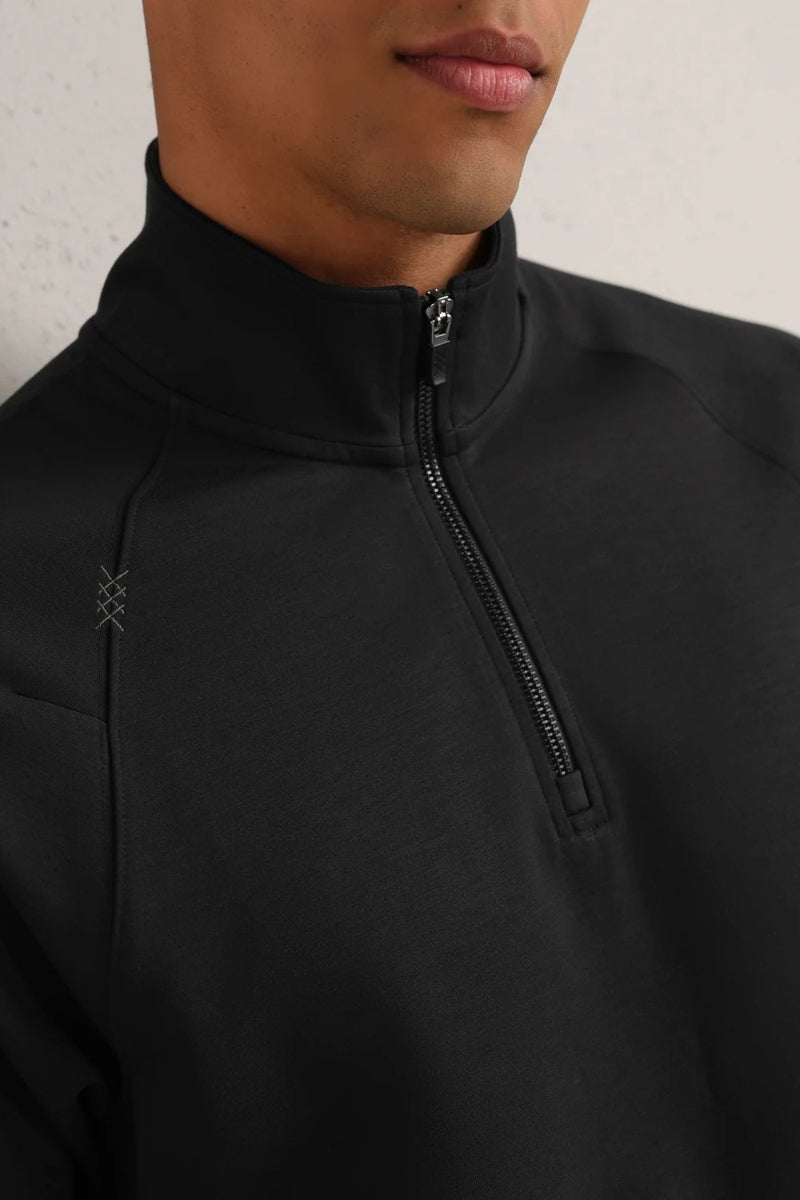 Wholesale,Rhone, Rhone Pure Black 1/4 Zip Raglan Shoulder Pullover, Black, Large-47-TagL