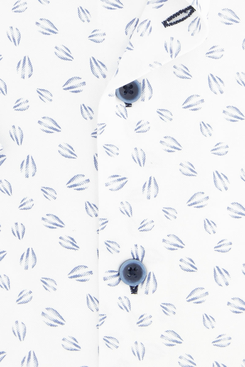 Direct From Brand,R2 Amsterdam, R2 Amsterdam White/Navy Conversational Knitted Short Sleeve Button Up Shirt, White, Medium-42-Tag39