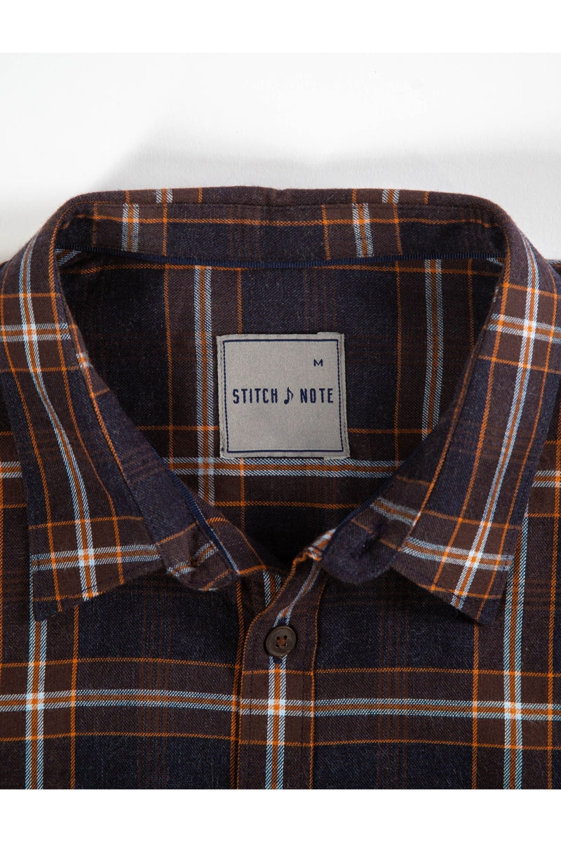 Wholesale,Stitch Note, Stitch Note Navy/Brown 100% Egyptian Cotton Plaid Shirt, Blue, Small-42-TagSMedium-44-TagMLarge-46-TagLExtra Large-48-TagXLExtra Extra Large-50-TagXXL