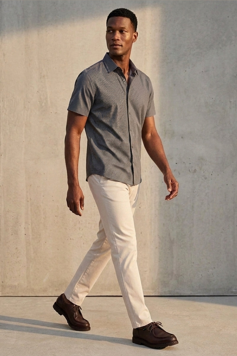 Wholesale,Bonobos, Bonobos Blue Geo Print Stretch Short Sleeve Button Up Shirt, Blue, Large-45-TagL