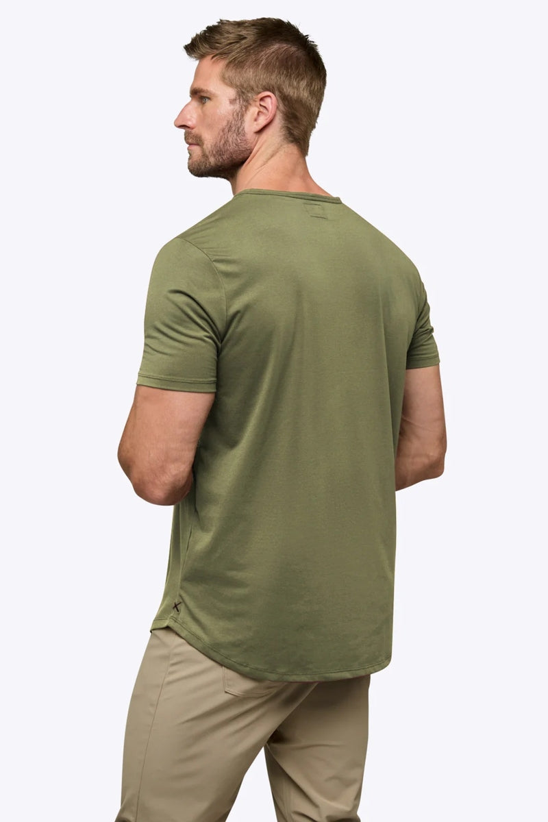 Wholesale,CUTS, CUTS Olive Green Curve-Hem Henley, Green, Small-39-TagSMedium-42-TagMLarge-44-TagLExtra Large-48-TagXLExtra Extra Large-50-TagXXL