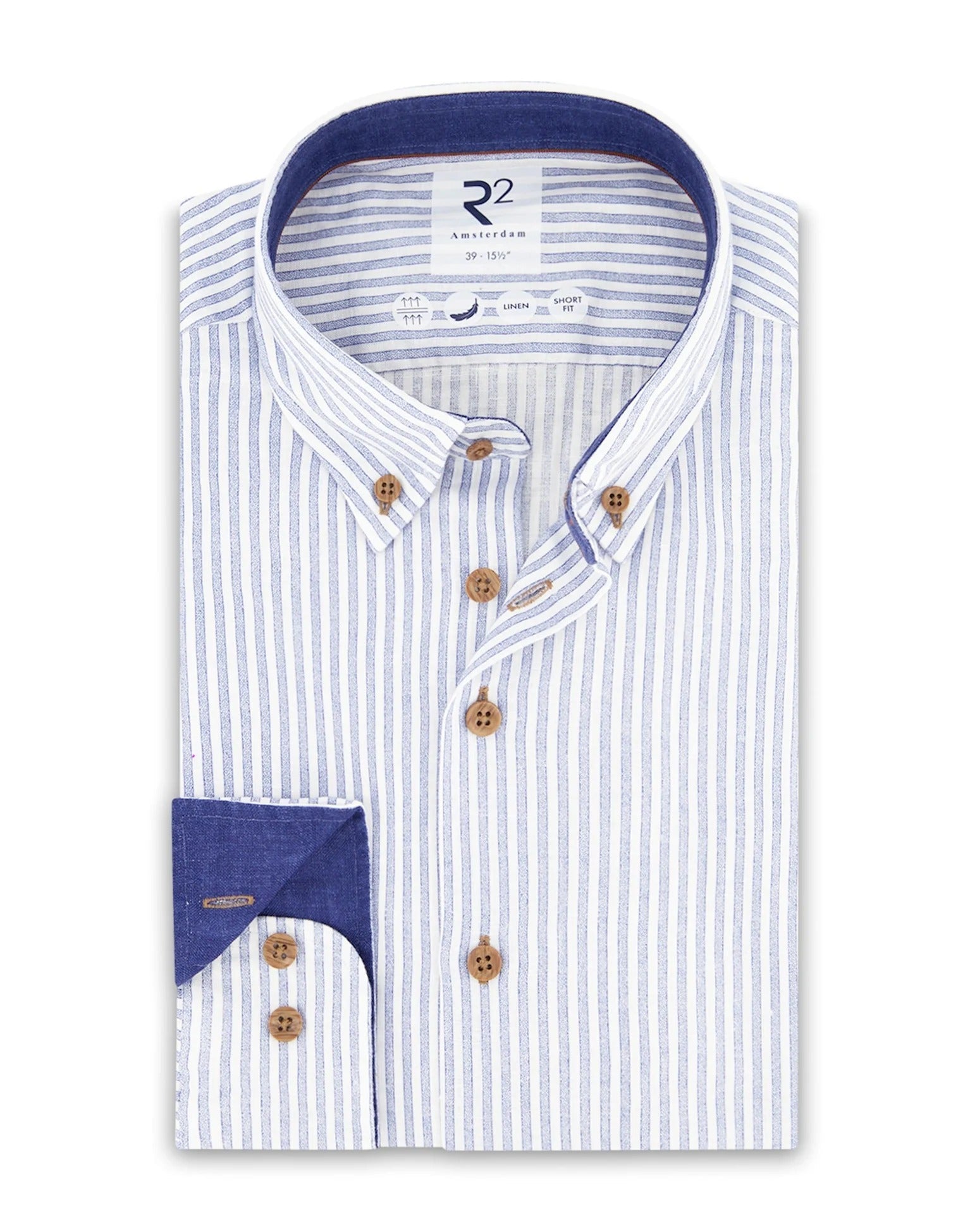 Brand Partner,R2 Amsterdam, R2 Amsterdam Blue Striped Linen Shirt, Blue, Extra Large-50-Tag44Extra Extra Large-54-Tag46Medium-44-Tag41