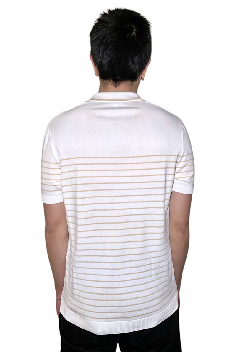 Wholesale,Jakamen, Jakamen Cream with Beige Striped Textured Slim Fit Polo, Tan, Small-40-TagSLarge-44-TagLExtra Extra Large-48-TagXXLMedium-42-TagMExtra Large-46-TagXL