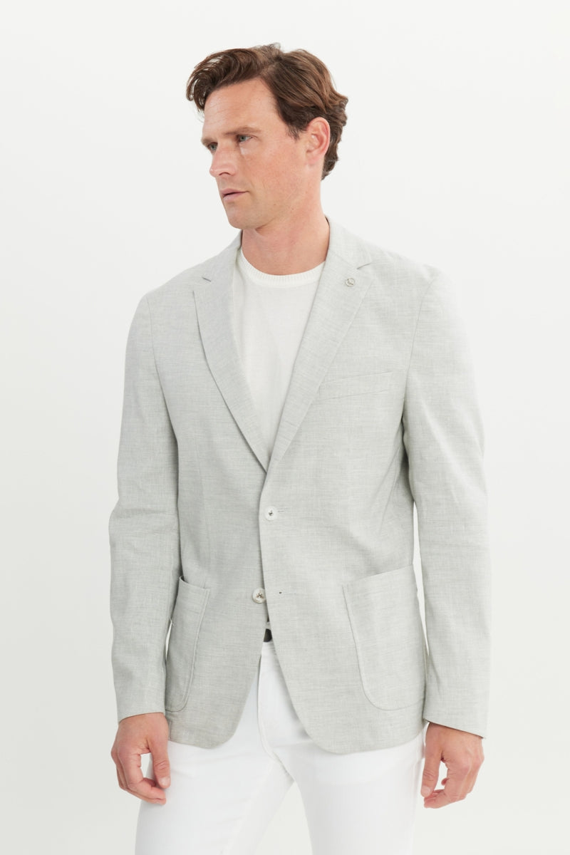 Wholesale,Altınyıldız Classics, Altinyildiz Classics Grey Slim Fit Linen Blend Blazer, Grey, Medium-40-Tag48