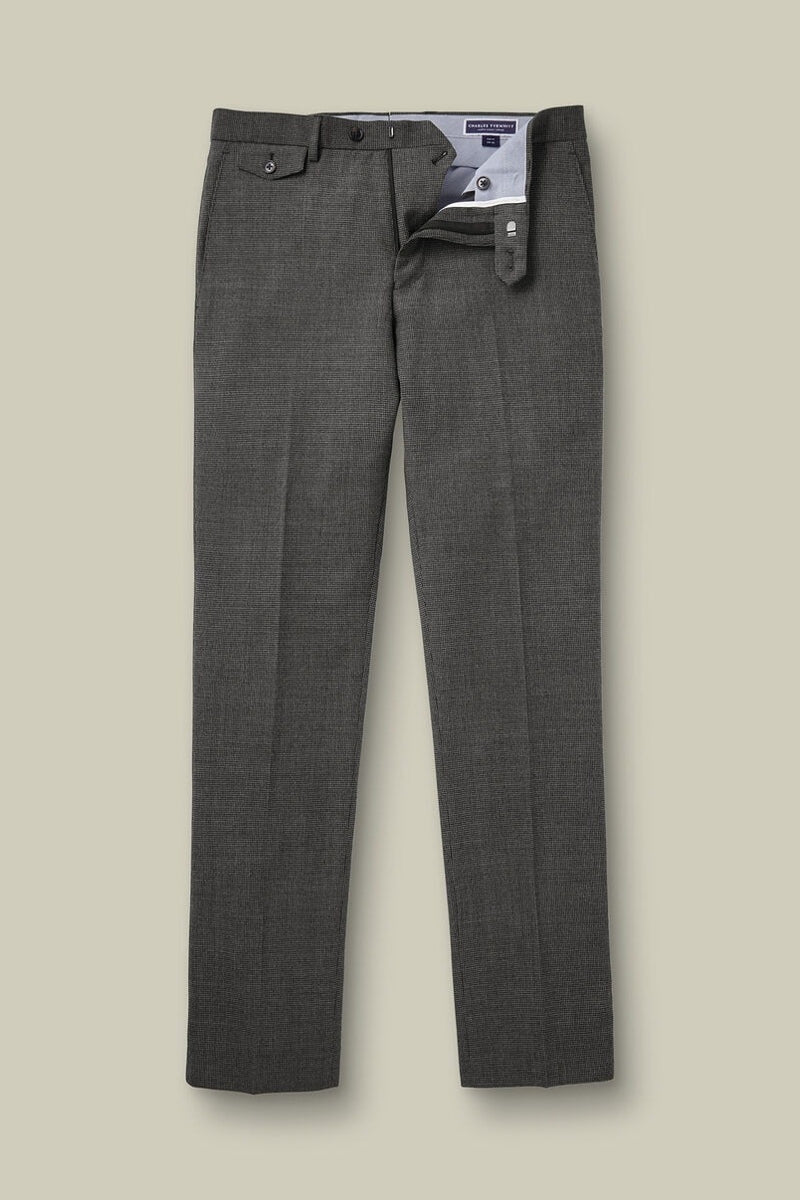 Wholesale,Charles Tyrwhitt, Charles Tyrwhitt Slate Grey Puppytooth Wool Stretch Slim Fit Pants, Grey, 33W-30L-Tag34