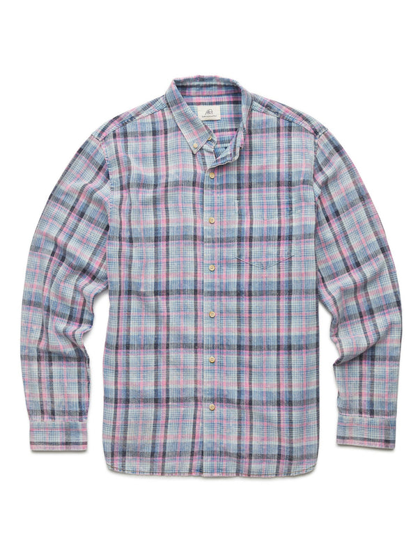 Surfside Supply Pink Multi Washed Plaid Long Sleeve Twill Shirt