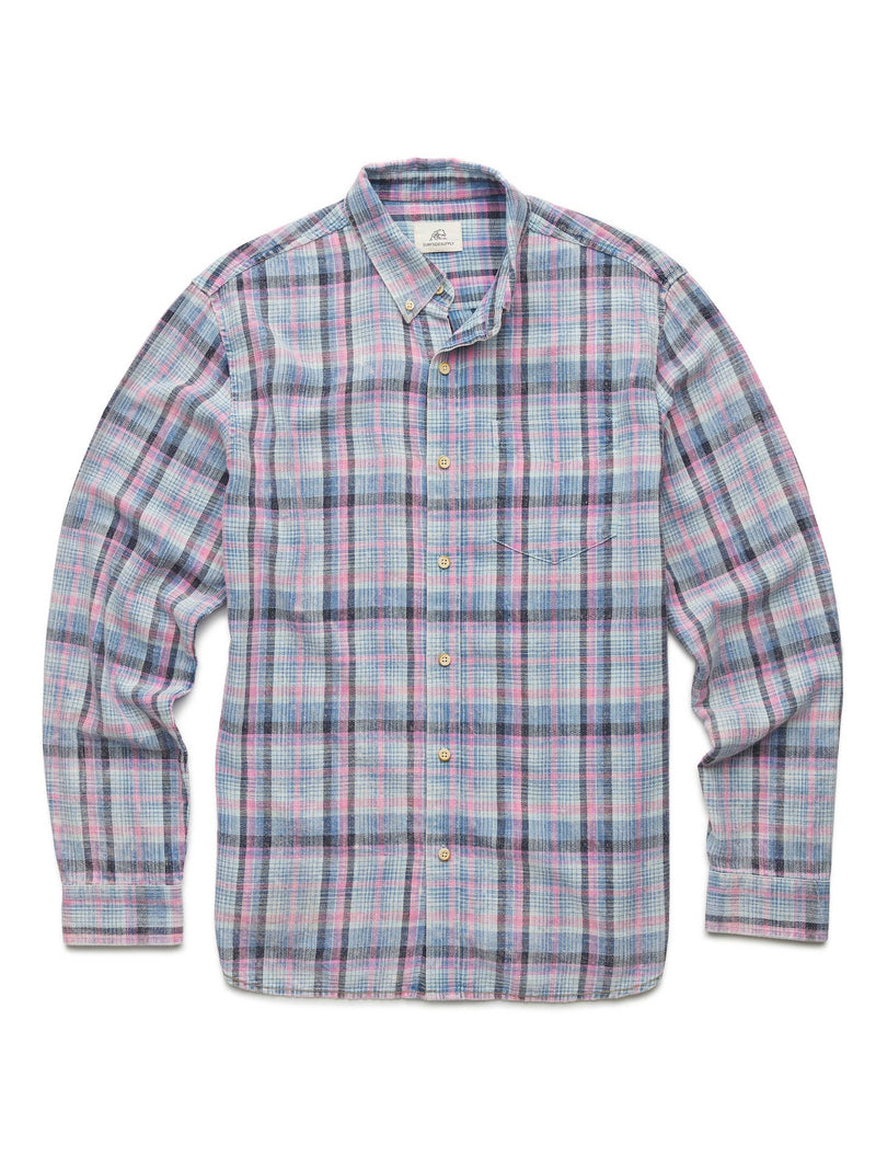 Surfside Supply Pink Multi Washed Plaid Long Sleeve Twill Shirt