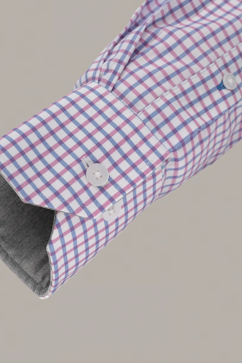 Wholesale,Twillory, Twillory Pink/Blue Mini Windowpane Performance Shirt, Pink, Medium-43-Tag15.5