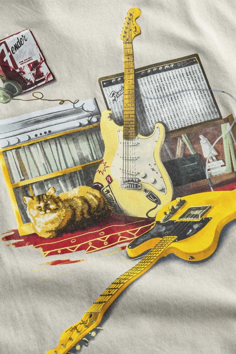 Wholesale,KAFT, KAFT Beige Guitar Design Print T-Shirt, Tan, Small-40-TagSMedium-42-TagMLarge-44-TagLExtra Large-46-TagXLExtra Extra Large-48-TagXXL