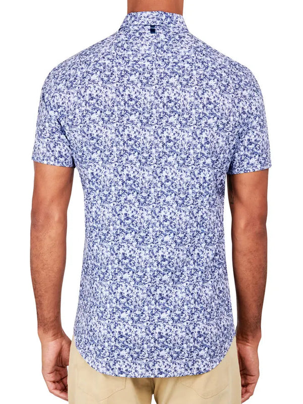 W.R.K Medium Blue Abstract Printed 4-Way Stretch Short Sleeve Shirt