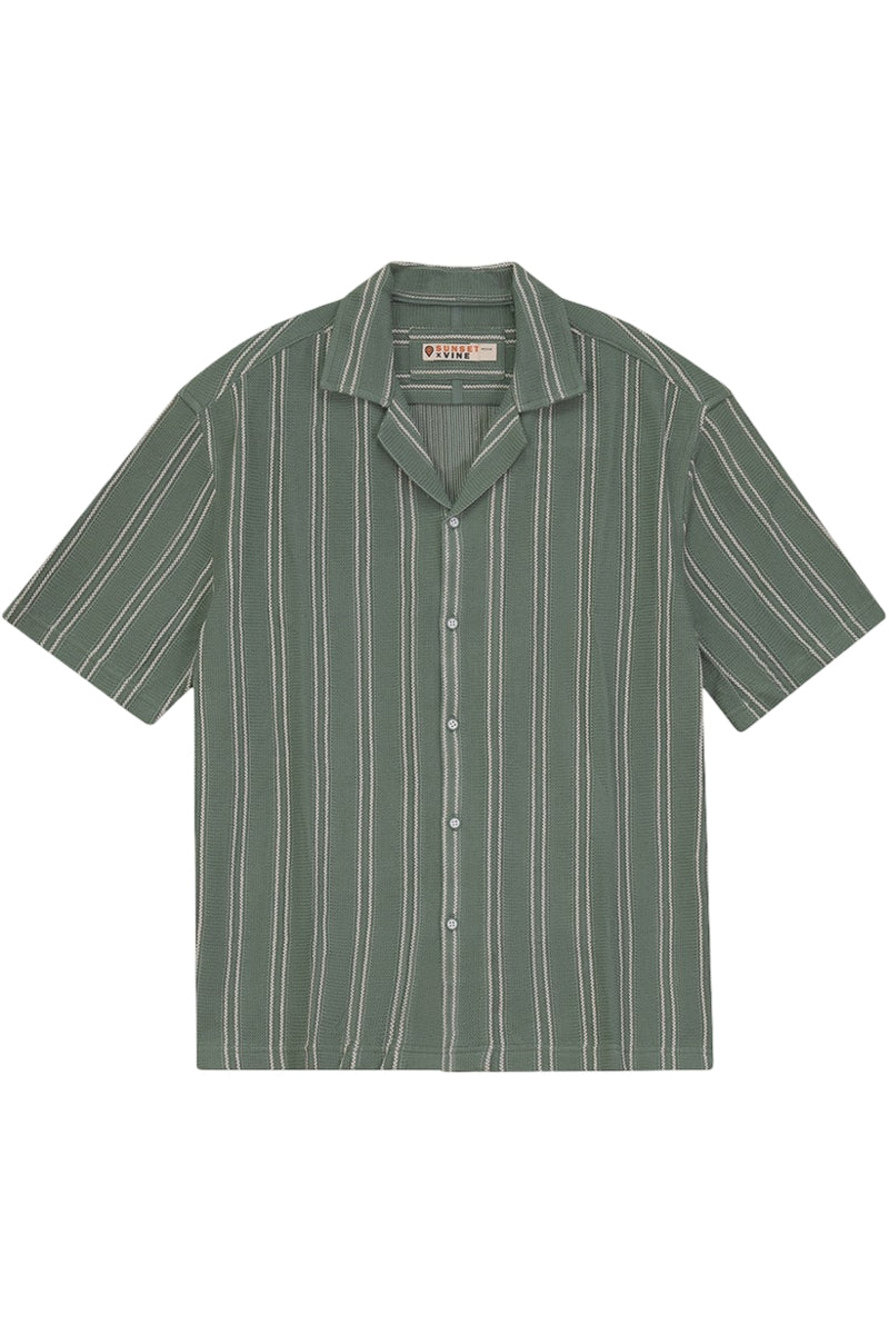 Wholesale,SUNSET X VINE, SUNSET X VINE Sage Stripe Knit Textured Shirt, Green, Extra Large-51-TagXL