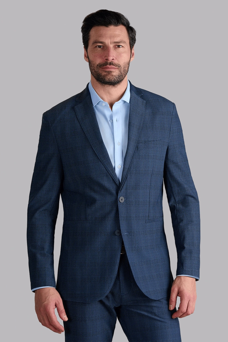 Wholesale,Twillory, Twillory Blue 360° Airflow Plaid Performance Textured Blazer, Blue, Large-42-Tag42Large-44-Tag44