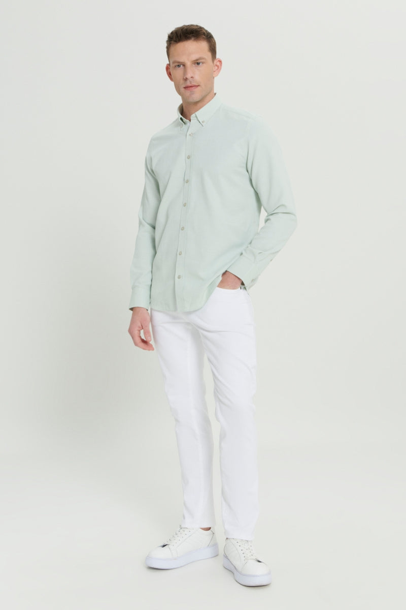 Wholesale,Altinyildiz Classics, Altinyildiz Classics Green Textured Dobby Slim Fit Shirt, Green, Extra Large-47-TagXL