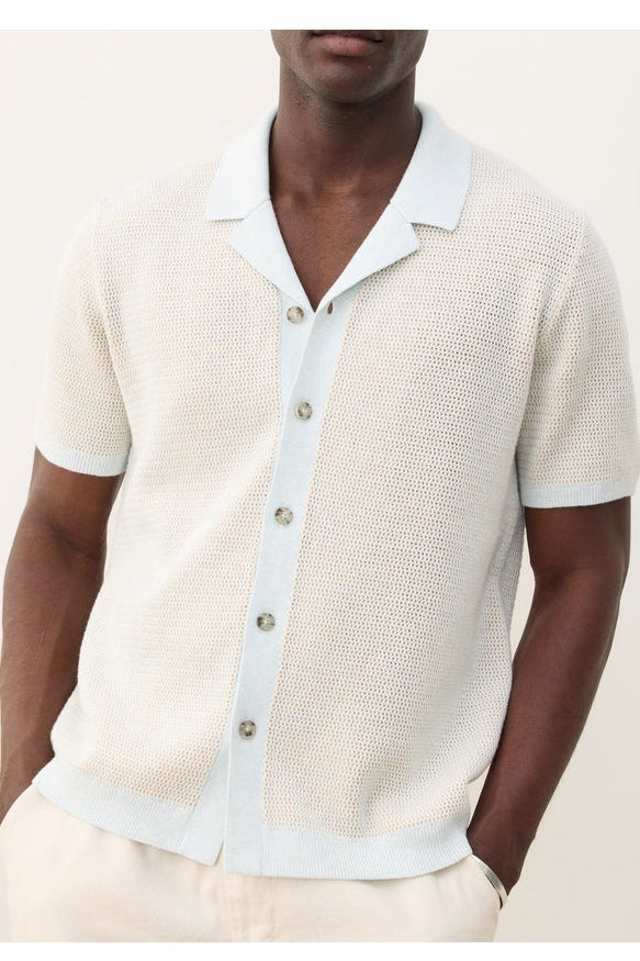 Wholesale,Marine Layer, Marine Layer Light Aqua Two-tone Textured Sweater Knit Shirt, Blue, Medium-43-TagMLarge-46-TagLExtra Large-48-TagXLSmall-40-TagS