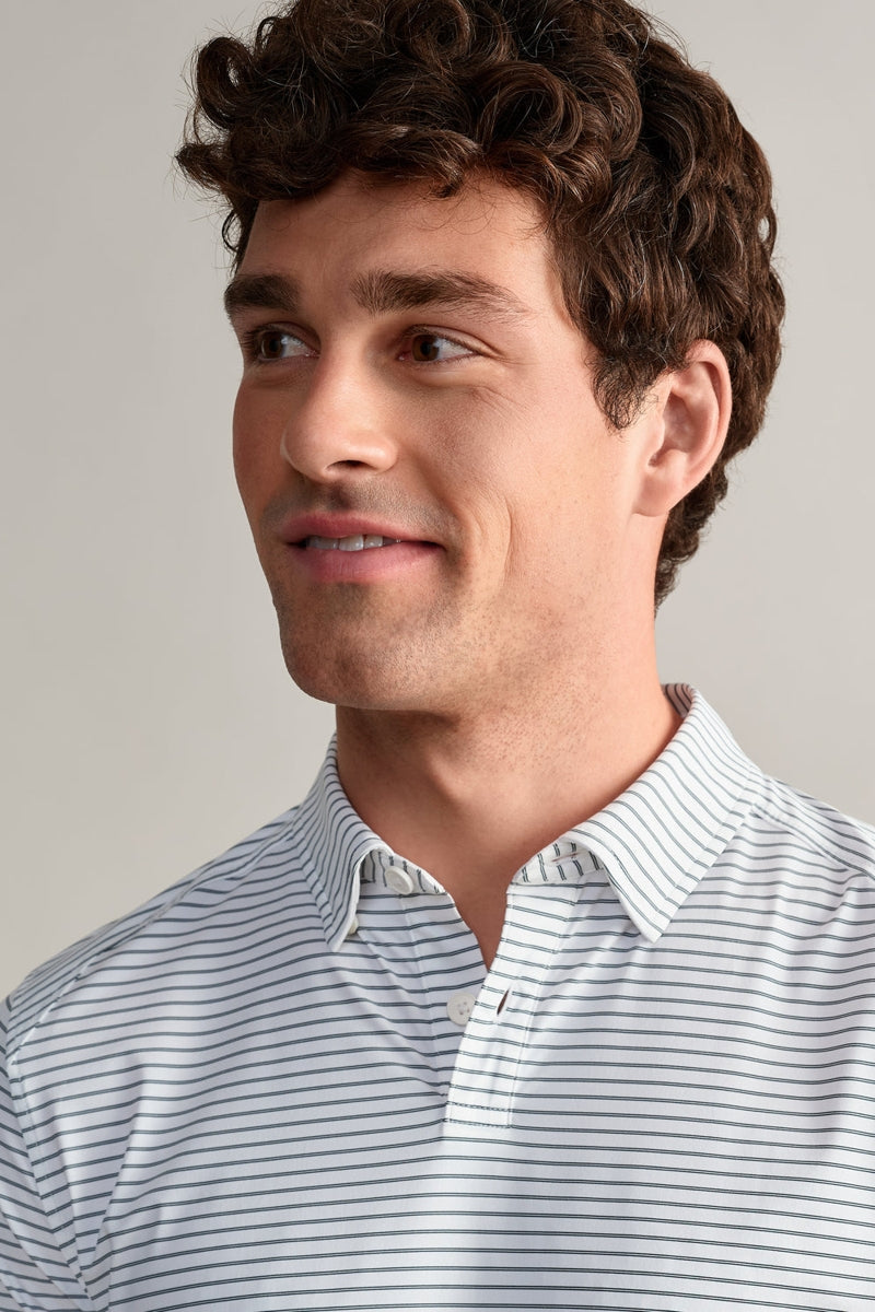 Wholesale,Rhone, Rhone White/Black Double Stripe Slim Performance Polo, White, Large-45-TagLExtra Large-48-TagXLMedium-42-TagMExtra Extra Large-50-TagXXLSmall-39-TagS
