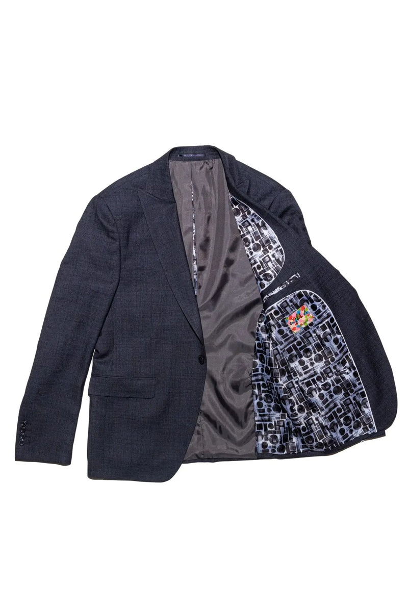 Wholesale,Eight X, Eight X Blue Twill Textured Slim Blazer, Blue, Large-42-Tag42Extra Extra Large-48-Tag48Extra Large-46-Tag46