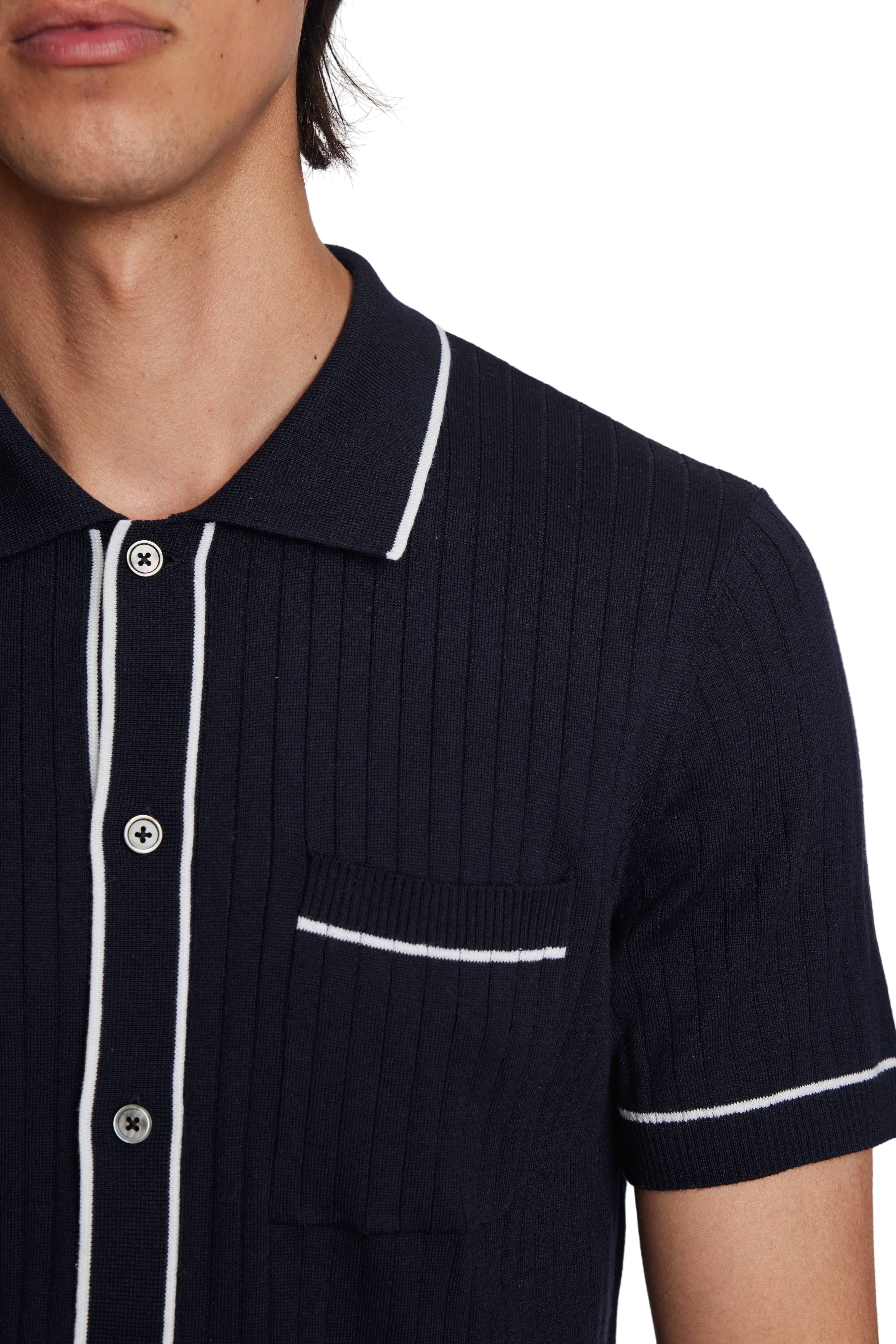 Wholesale,Paisley & Gray, Paisley & Gray Navy with White Contrast Polo Shirt, Blue, Medium-42-TagL