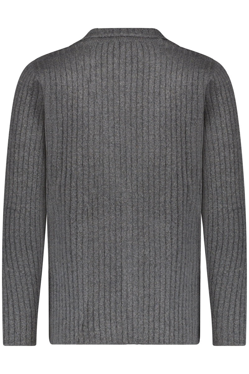 Wholesale,Luchiano Visconti, Luchiano Visconti Charcoal Ribbed Sweater Cardigan, Grey, Small-42-TagSMedium-44-TagMExtra Large-48-TagXL