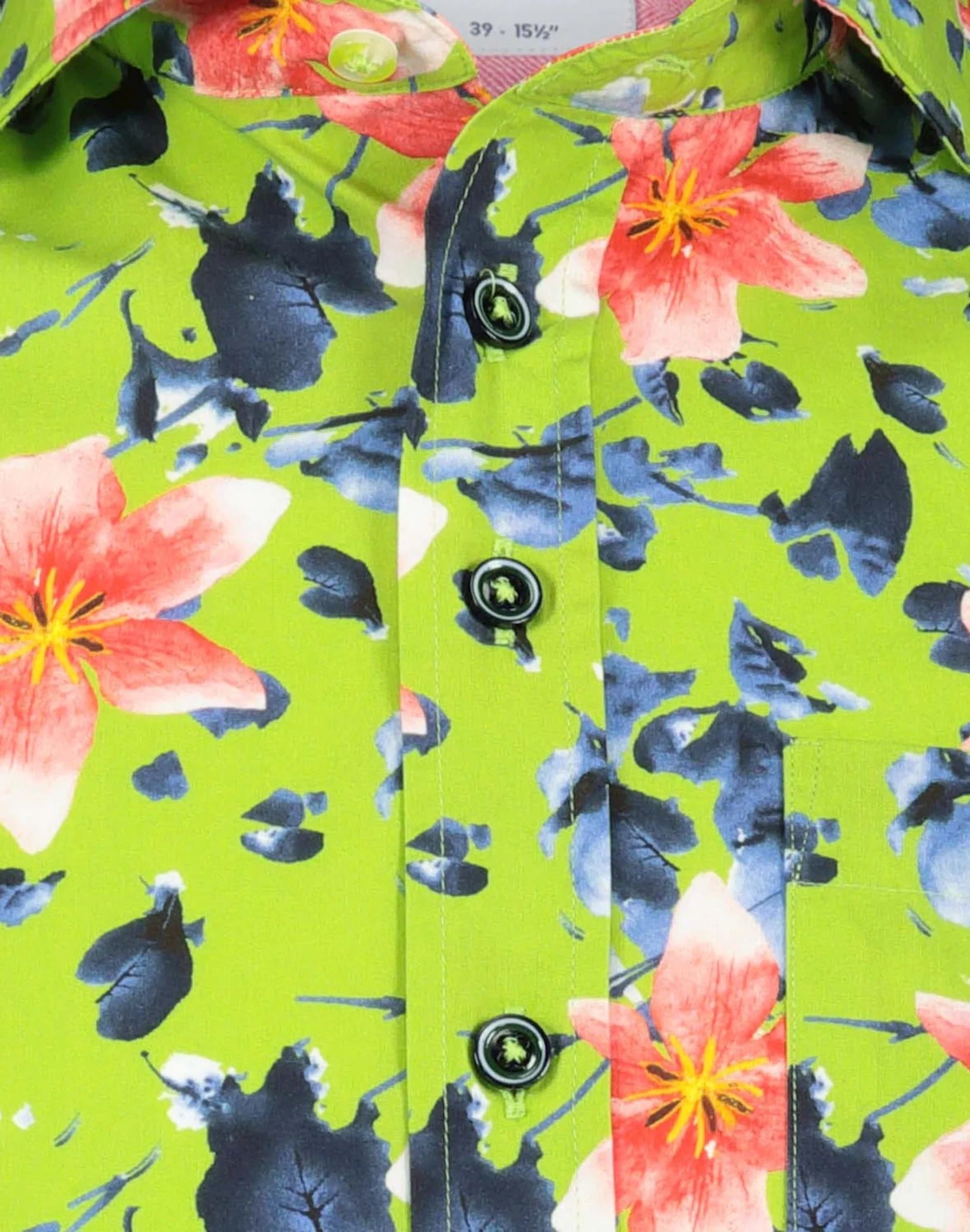 Brand Partner,R2 Amsterdam, R2 Amsterdam Green Floral Print Cotton Short Sleeve Shirt, Green, Small-41-Tag39