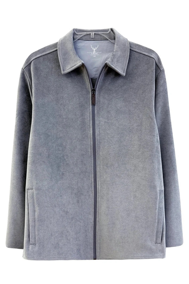 Wholesale,Nicoby Age of Wisdom, Nicoby Age of Wisdom Grey Suede Stretch Full Zip Jacket, Grey, Large-46-TagLExtra Large-50-TagXLExtra Extra Large-53-TagXXLSmall-41-TagSMedium-43-TagM