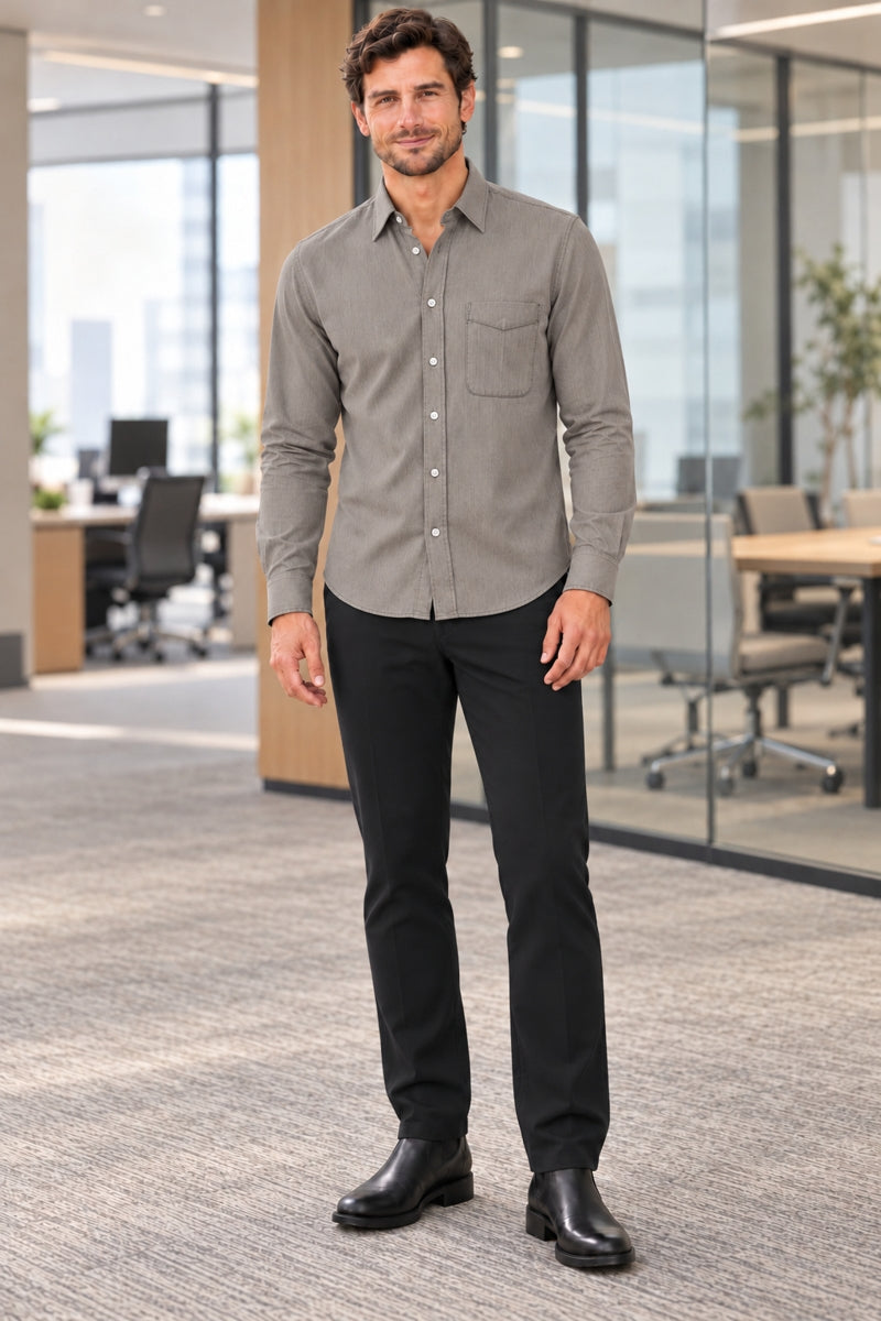 Wholesale,American Heritage, American Heritage Ash Grey Tencel Shirt, Grey, Medium-44-TagMLarge-46-TagLExtra Large-50-TagXL
