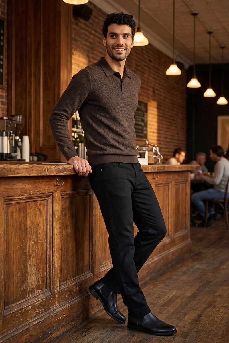 Wholesale,Rails, Rails Brown Herringbone Wool Jacquard Sweater Polo, Brown, Small-40-TagSMedium-42-TagMLarge-45-TagLExtra Large-48-TagXLExtra Extra Large-52-TagXXL