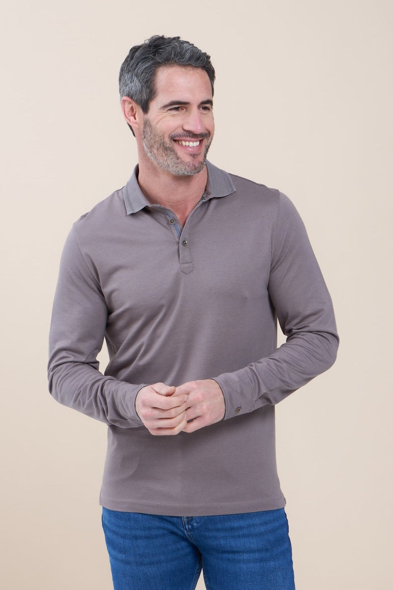 Direct From Brand,R2 Amsterdam, R2 Amsterdam Beige Jersey Polo with Contrast Paisley Print, Tan, Extra Extra Large-45-TagXXL