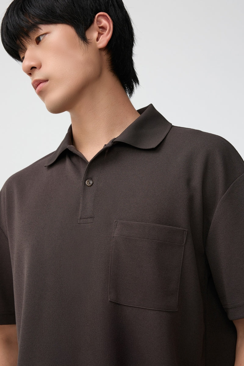 Direct From Brand,FYNE, FYNE Dark Brown Moisture-wicking Ribbed collar Polo, Brown, Large-46-TagLExtra Large-48-TagXLMedium-44-TagM
