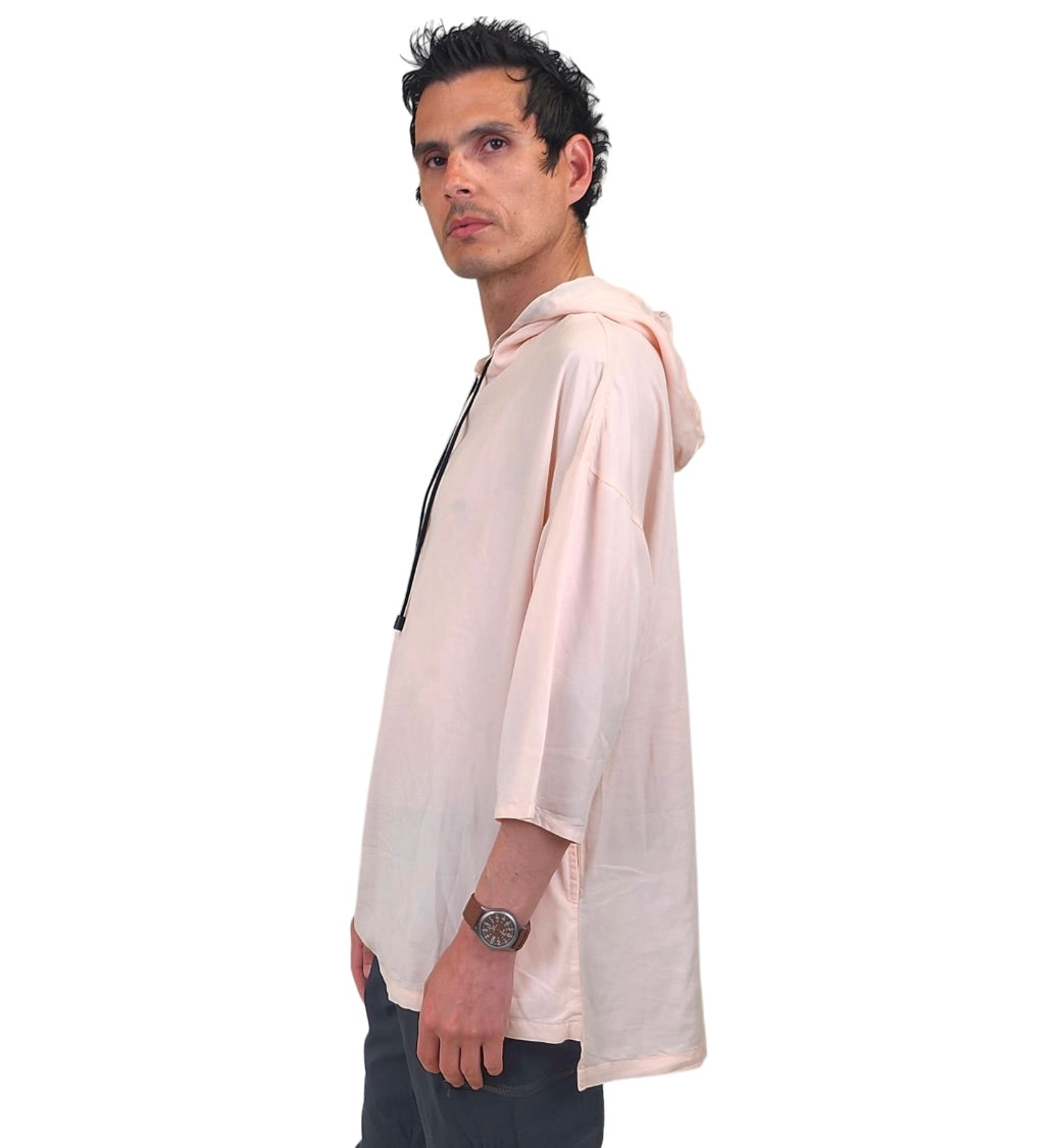Wholesale,Reese De Luca, Reese De Luca Apricot Drop Shoulder Qtr Sleeve Tencel Hoodie, Orange, Large-48-TagM