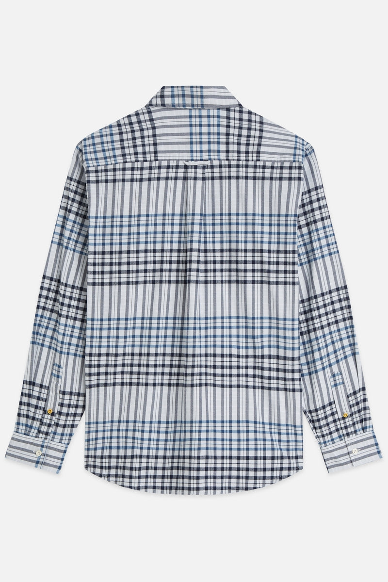 Wholesale,Scotch & Soda, Scotch & Soda Grey/ Blue Flannel Checked Shirt, Blue, Large-48-TagL