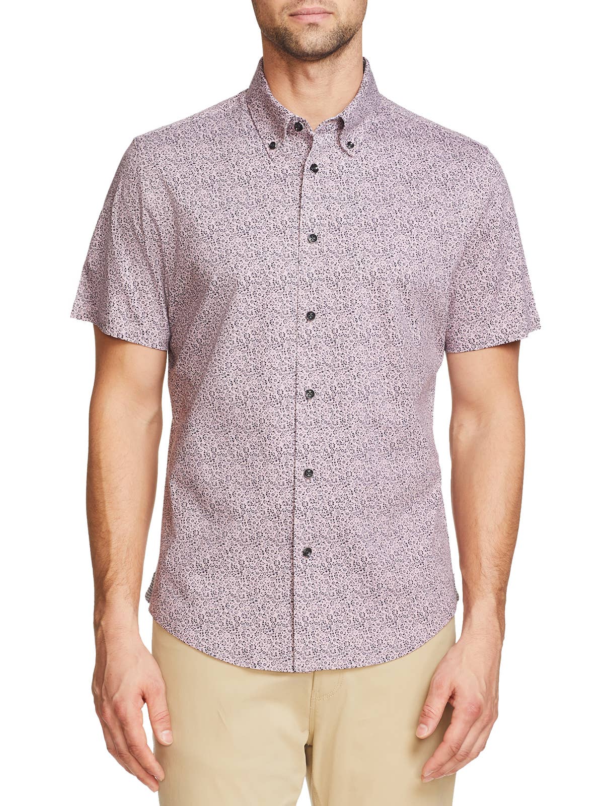 Faire,Brooklyn Brigade, Brooklyn Brigade Mauve Floral Print Knit Short Sleeve Shirt, Purple, Small-39-TagS