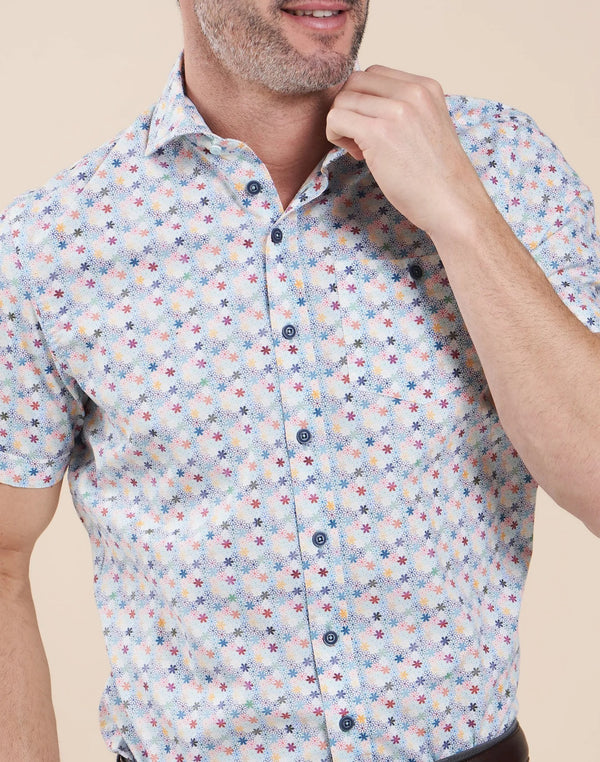 R2 Amsterdam Multi Floral Stretch Short Sleeve Shirt