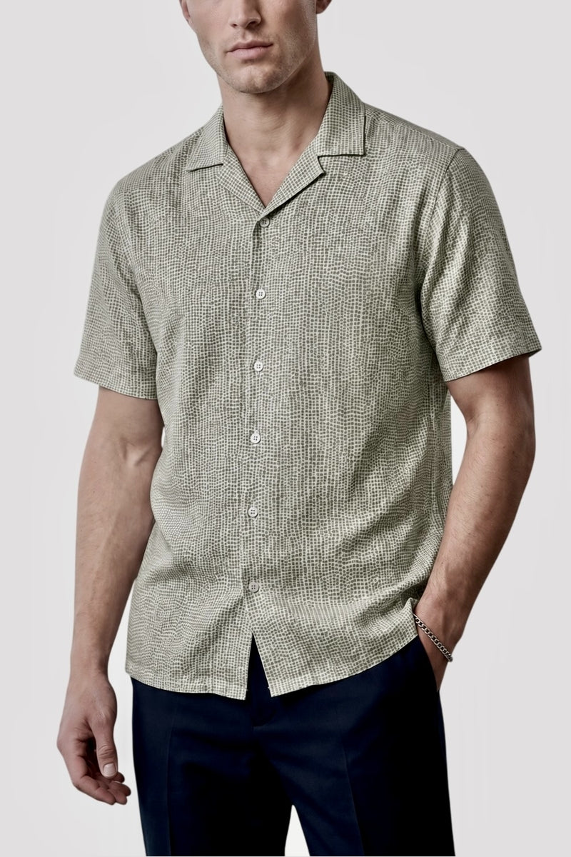 Wholesale,Jakamen, Jakamen Green Dot Print Linen Shirt, Green, Extra Extra Large-50-TagXXL
