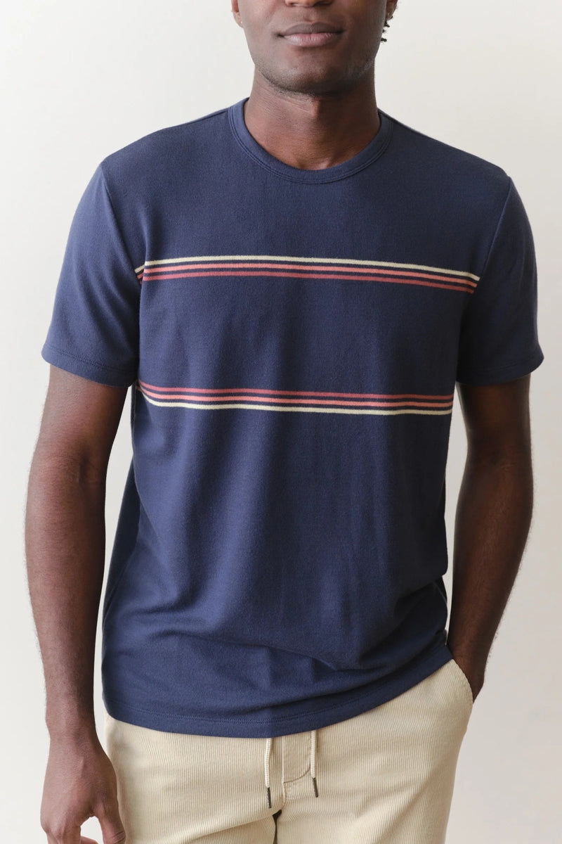 Wholesale,Marine Layer, Marine Layer Navy Jacquard Sunset Stripe Tee, Blue, Extra Extra Large-52-TagXXL