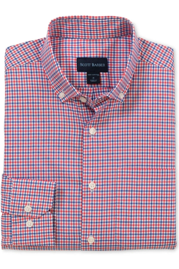Scott Barber Berry Tattersall Pattern Poplin Shirt