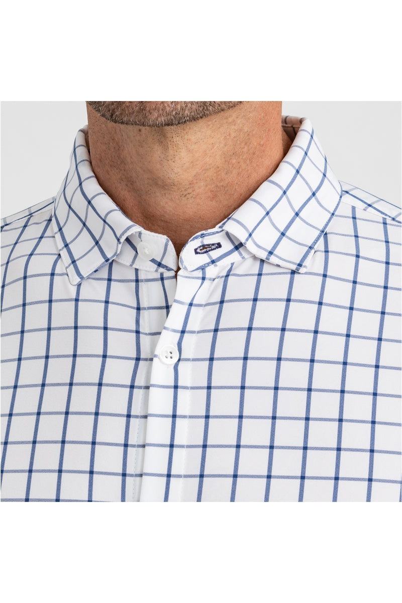 Wholesale,Mizzen + Main, Mizzen + Main White/Navy Windowpane Classic Dress Shirt, White, Extra Extra Large-55-TagXXLSmall-41-TagSMedium-43-TagMLarge-45-TagLExtra Large-49-TagXL