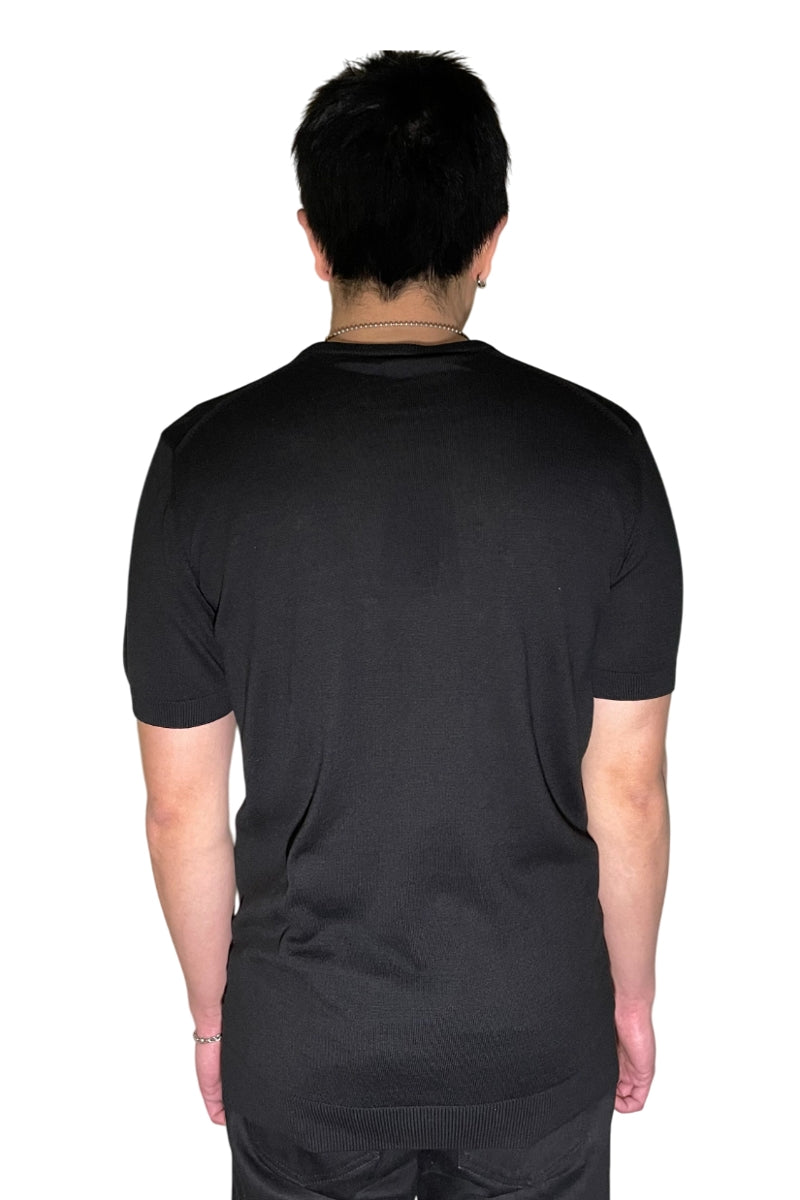 Wholesale,Mizumi, Mizumi Black Textured Knit Crewneck Tee, Black, Small-40-TagSMedium-42-TagMLarge-44-TagLExtra Large-46-TagXLExtra Large-47-TagXXL