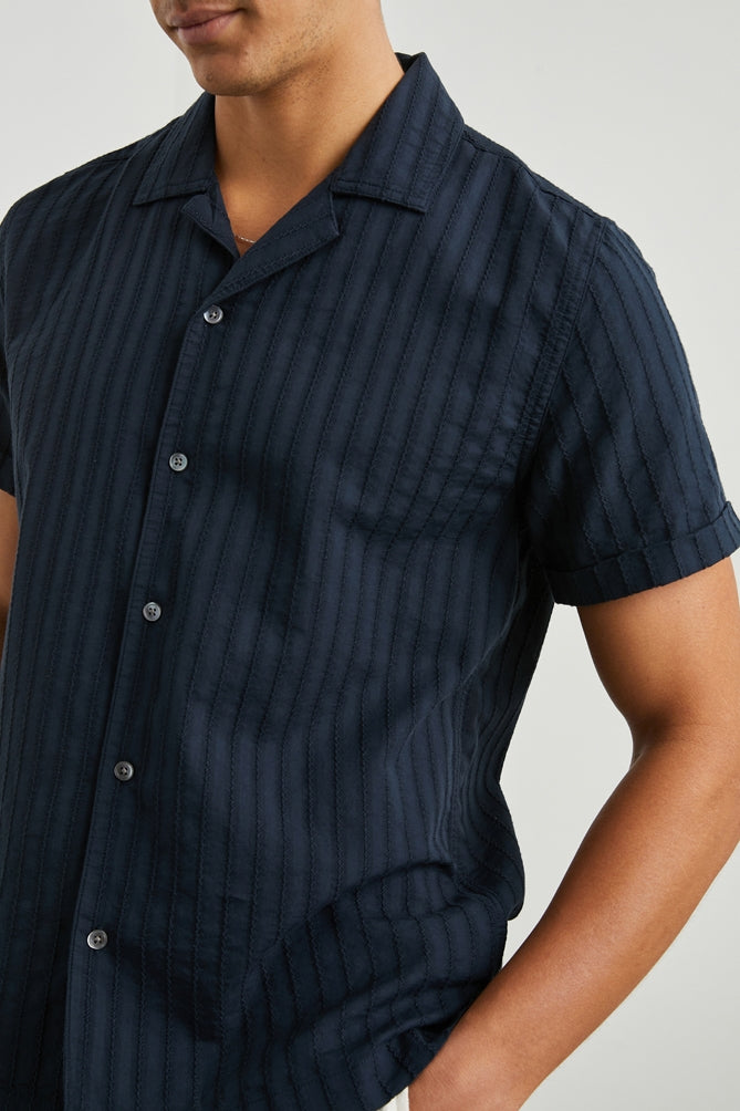 Wholesale,Rails, Rails Navy Stripe Textured Luxe Cotton Shirt, Blue, Small-41-TagSMedium-44-TagMLarge-47-TagLExtra Large-50-TagXL