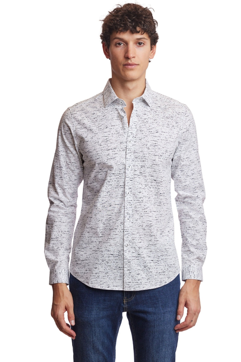 Wholesale,Paisley & Gray, Paisley & Gray White/Black Abstract Print Slim Fit Shirt, White, Extra Large-46-TagXL