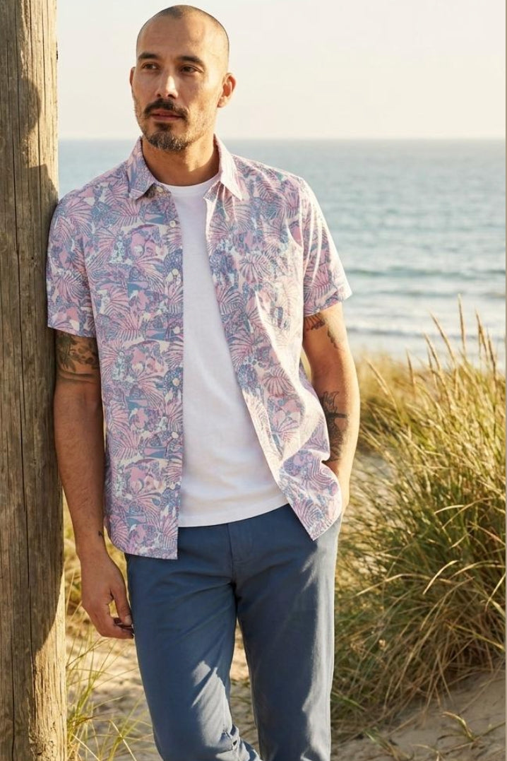 Wholesale,Bonobos, Bonobos Pink/White Riviera Slim Short Sleeve Shirt, Pink, Large-44-TagL