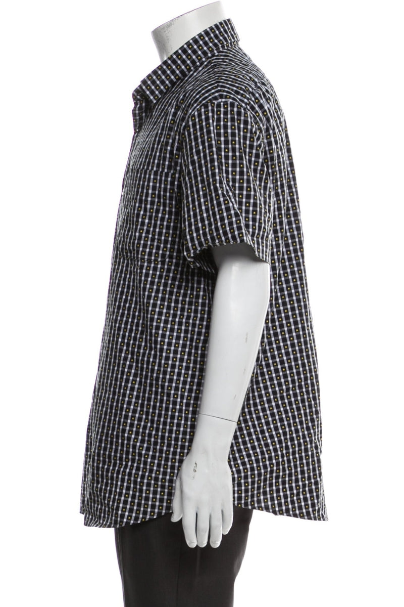 RealReal,Armani Exchange, Armani Exchange Black/White Plaid Print Short Sleeve Shirt, Black, Extra Large-48-TagXL