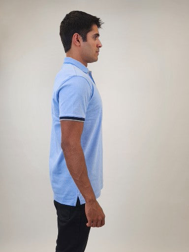 Brand Partner,R2 Amsterdam, R2 Amsterdam Sky Blue Solid Polo, Blue, Large-42-TagL