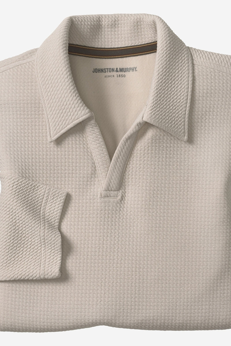 Wholesale,Johnston & Murphy, Johnston & Murphy Stone Stretch Puckered Textured Knit Polo, Tan, Small-40-TagSMedium-42-TagMLarge-45-TagLExtra Large-49-TagXLExtra Extra Large-52-TagXXLExtra Extra Extra Large-55-Tag3XL