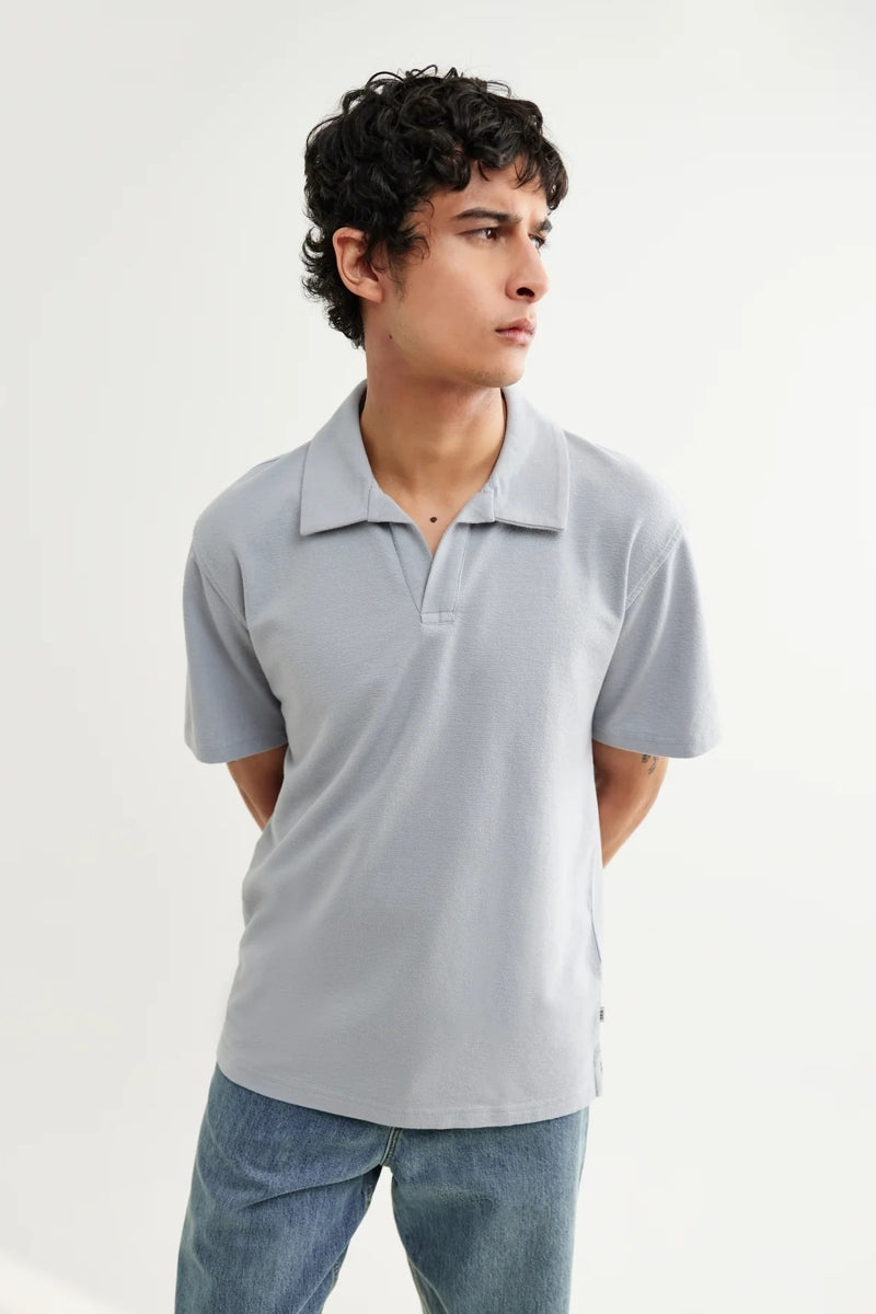 Wholesale,Wax London, Wax London Blue Textured Organic Cotton Polo, Blue, Extra Large-47-TagXL