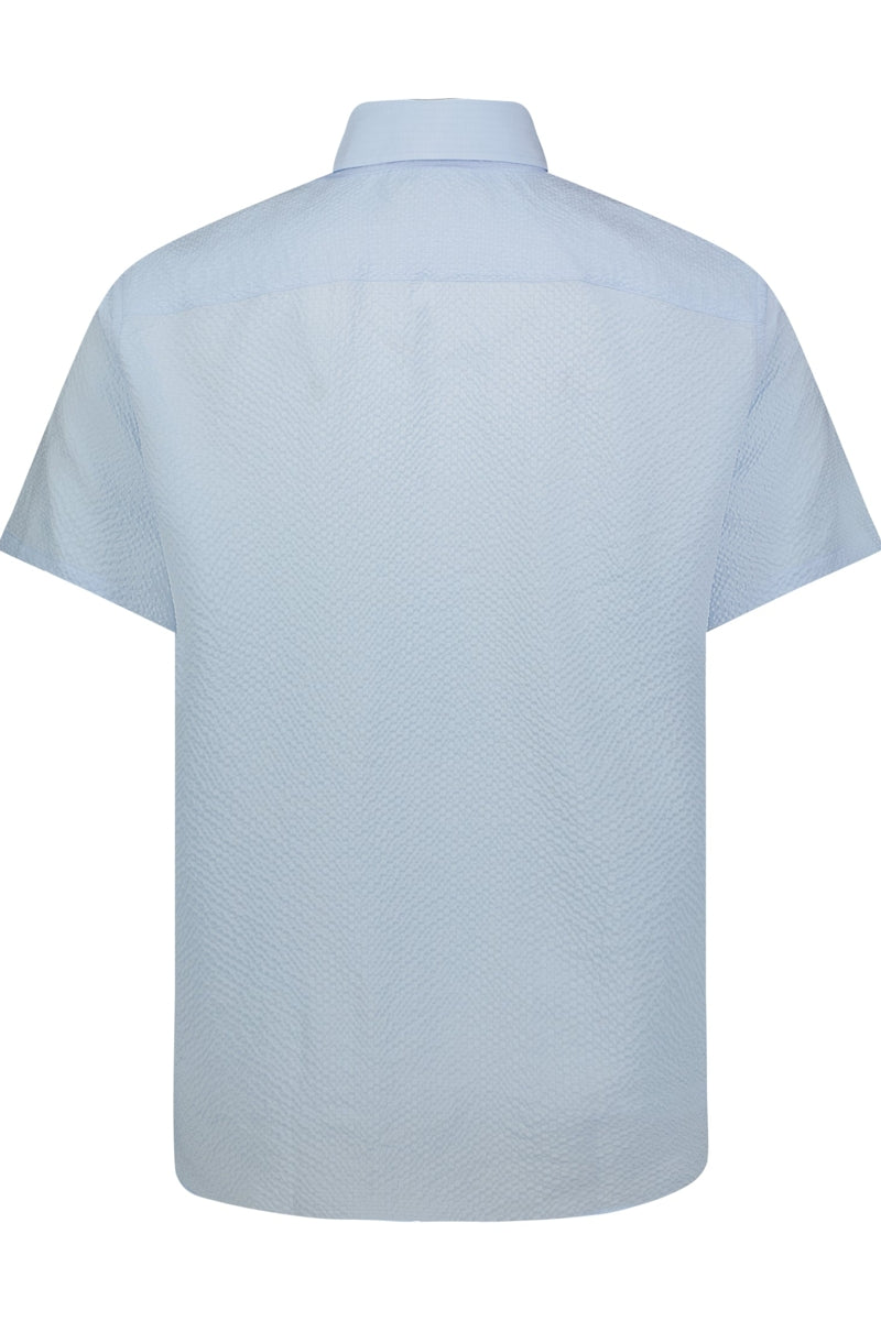 American Heritage Sky Blue Seer Sucker Stretch Short Sleeve Shirt