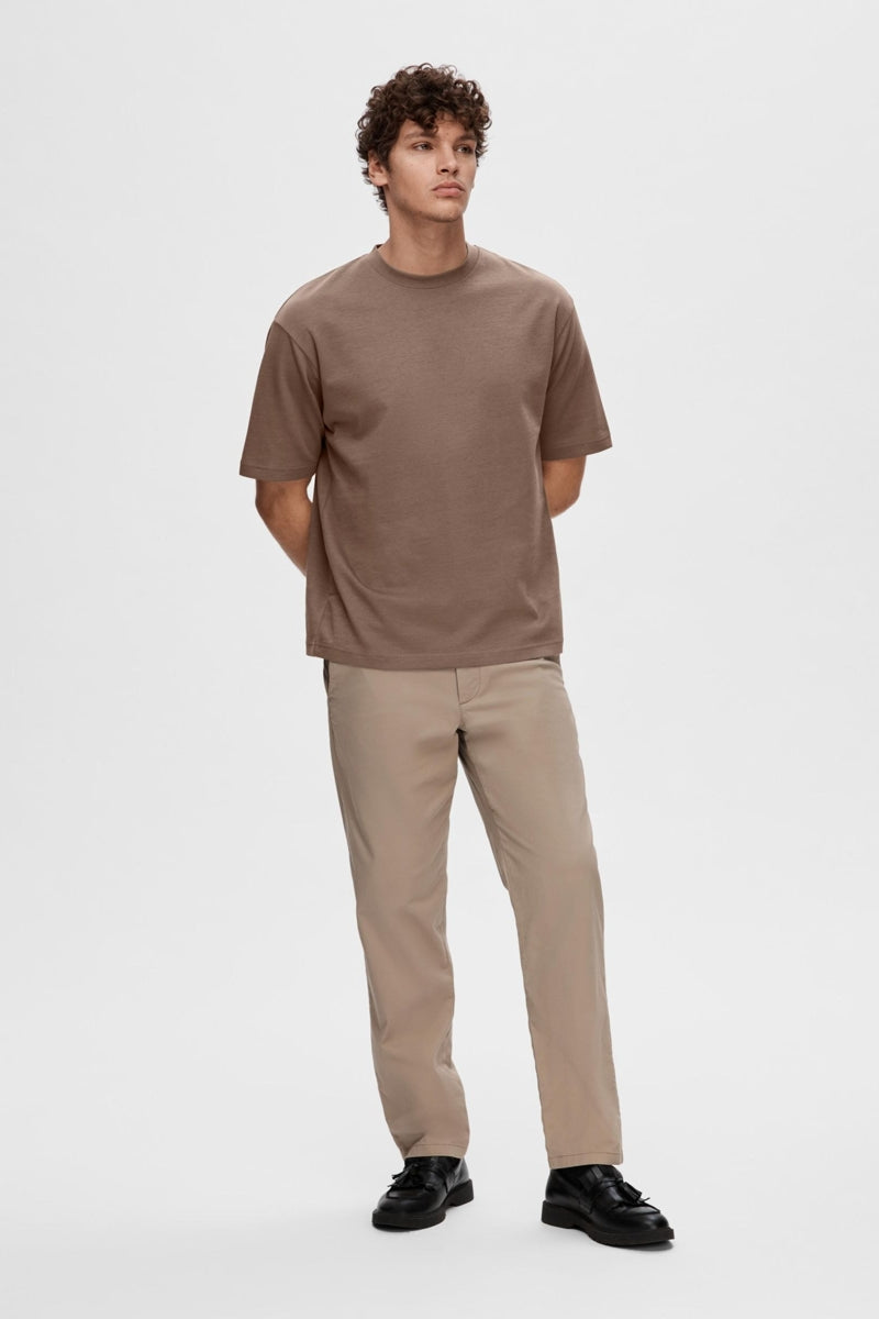 Wholesale,Selected Homme, Selected Homme Brown Dropped Shoulders T-Shirt, Brown, Medium-46-TagMLarge-48-TagLExtra Large-50-TagXL