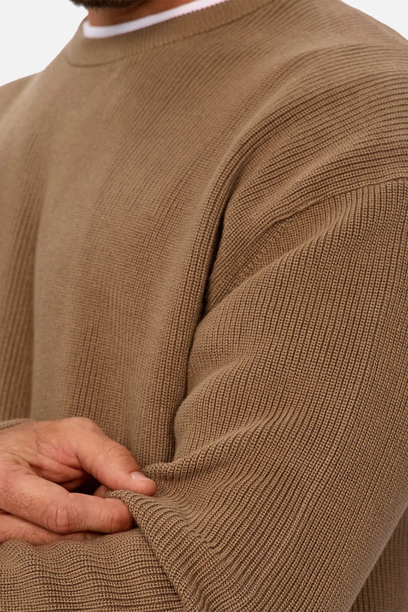 Wholesale,INDUSTRIE AUSTRALIA, INDUSTRIE AUSTRALIA Tan Crewneck Sweater, Tan, Medium-46-TagMLarge-48-TagL