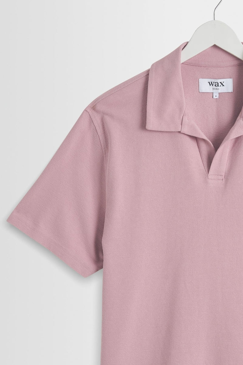 Wholesale,Wax London, Wax London Dusty Pink Textured Organic Cotton Polo, Pink, Medium-43-TagMLarge-45-TagLExtra Large-47-TagXL