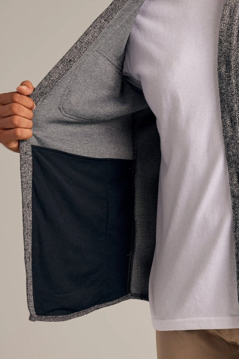 Faire,True Classic, True Classic Heather Black Herringbone Overshirt, Black, Extra Extra Large-52-TagXXL