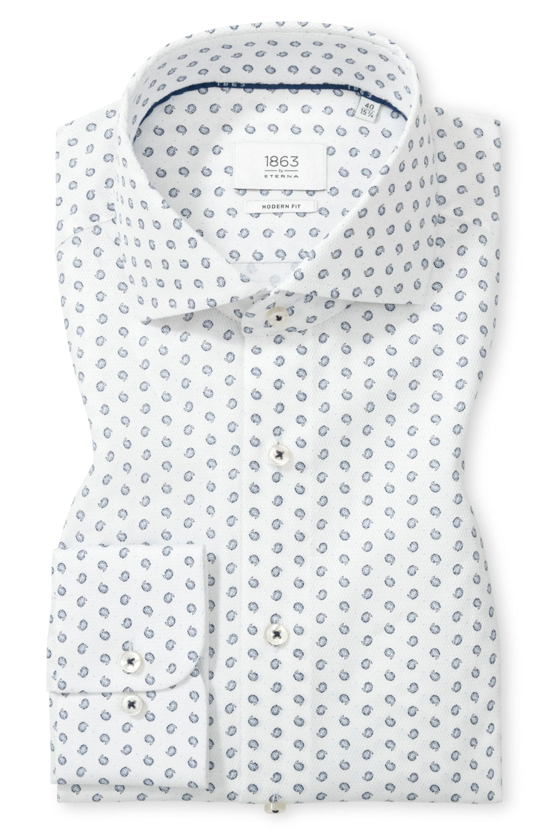 Wholesale,1863 by Eterna, 1863 by Eterna White with Micro Paisley Print Modern Fit Shirt, White, Large-48-Tag16